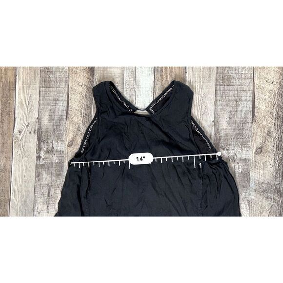 Free People Black Embellished Gauze Peasant Beads Sleeveless Tank Blouse XS NWOT - Picture 7 of 12